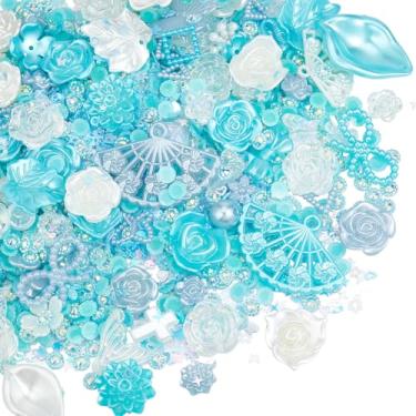 Imagem de NBEADS Kit de contas de flores de resina, 30 g de lantejoulas de PVC, 30 g, laço de plástico, contas de flor de borboleta e 1000 peças de cabochão de plástico, suprimentos de joias para capa de