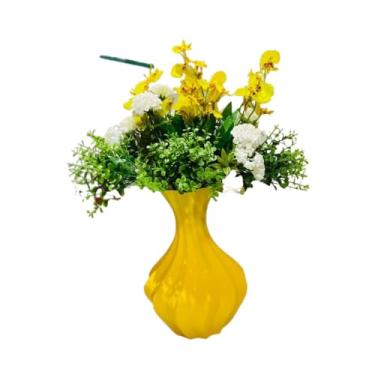 Imagem de Vaso Jarro Decorativo Estrela - Plástico - Flores Artificiais - 25 cm(amarelo)