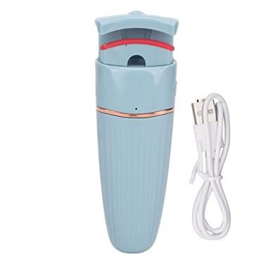 Imagem de Modelador de cílios elétrico aquecido USB recarregável sensível à temperatura Silicone aquecimento rápido design curvo Controle de um toque para mulheres meninas rotina de beleza (Azul)