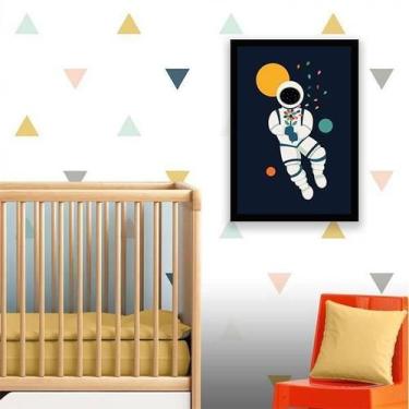 Imagem de Quadro Astronauta 33X24Cm - Com Vidro - Madeira Preta - Quadros On-Lin