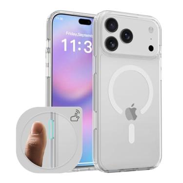 Imagem de ZYGNAL Capa de ajuste fino para iPhone 17 Pro, compatível com MagSafe, botão de controle de câmera embutido, TPU transparente à prova de choque, bloqueio magnético forte, anti-impressão digital