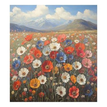 Imagem de Blueangle Pintura a óleo vintage flores silvestres capa ímã máquina de lavar louça, decoração frontal da capa da máquina de lavar louça, adesivos de eletrodomésticos, 58 cm C x 66 cm adesivo magnético