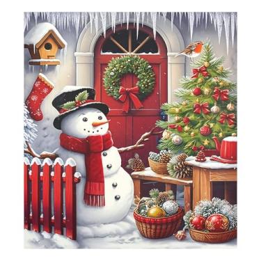 Imagem de SEHANY Capa magnética de boneco de neve de Natal, adesivos magnéticos de decoração de Natal antiarranhões para painel de geladeira, cozinha doméstica, decoração de Natal 58 x 66 cm