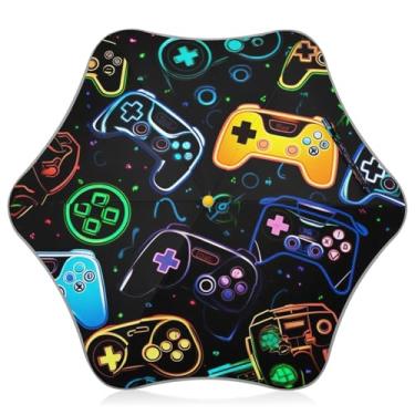 Imagem de Blueangle Guarda-chuva infantil colorido para controles de videogame para crianças de 3 a 8 anos - guarda-chuva dobrável à prova de vento UV50+ com tiras refletivas de segurança (406)