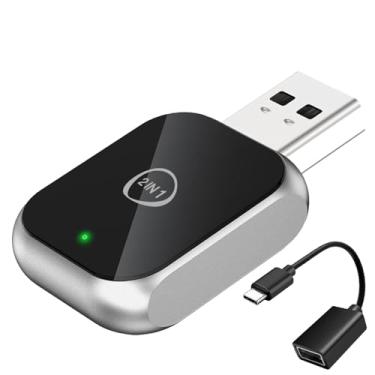 Imagem de Adaptador automotivo sem fio para Android Carplay - 2 em 1 sem fio, adaptador automotivo Android e reprodução de carro, controle estável sem atraso [atualizado em 2025], prata