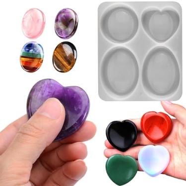 Imagem de YXDGSG Moldes de resina de pedra Thumb Worry Chakras de cristal para fundição de resina epóxi Moldes ovais de silicone para alívio da ansiedade para homens e mulheres meditação estudantil alívio do