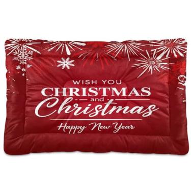 Imagem de SEHANY Cama de Natal com flocos de neve para cães e gatos com fundo antiderrapante, cama de canil, colchão macio para animais de estimação, lavável para cães pequenos, médios e grandes, gatos, 61 x 45