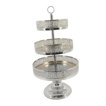 Imagem de UGPLM Suporte de metal para cupcakes com 3 camadas, suporte para, doces e massas, prato para exibição, torre para cupcakes, para sobremesas para, Argent