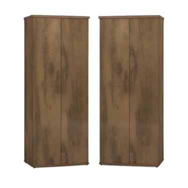 Imagem de Kit Com 2 Armários Multiuso 2 Portas 4 Prateleiras, Lavanderia, Escritório, Quarto(2 Canela)