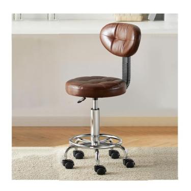 Imagem de HGTRH Banco de bar ajustável, design ergonômico com suporte para as costas e apoio para os pés, almofada giratória de espuma de alta densidade, rodízios silenciosos, base de aço reforçado para