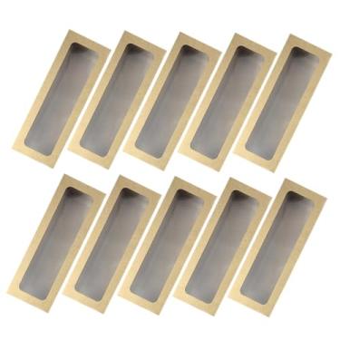 Imagem de 10PCS Clear PVC Window Long Cake Dessert Boxes Kraft Paper Baking Packing Boxes for Multi Desserts for Birthday Parties Showers and Special Events