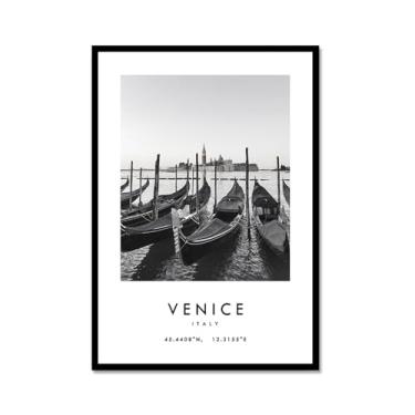 Imagem de Pôster de cidade preto e branco - impressão de viagem Roma Las Vegas Veneza Paris Sydney Amsterdã Amalfi Sanfrancisco Pintura em tela impressões de paisagem da cidade do mundo imagens de parede pôster