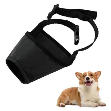Imagem de Focinheira para cães, alça ajustável, respirável, ajuste rápido para crianças pequenas, evita mordidas e latidos, permite respirar e beber (preto)