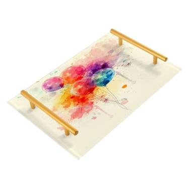 Imagem de Wassud Balões abstratos bandeja de banheiro joias acrílicas bandejas de perfume alça de maquiagem bandeja de cômoda quarto cozinha balcão mesa, 30 x 20 cm