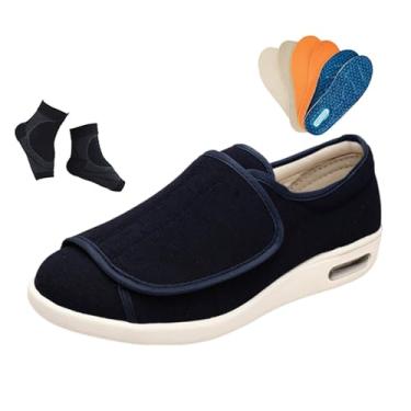 Imagem de Calçado Para Edema Diabético Idosos Uso Externo, Sapatos Ortopédicos Diabéticos Ajustáveis ​​e Respiráveis ​​para Edema Artrítico Masculino, Com 3 Pares De Palmilhas De Substituição(Dark blue,47 EU)