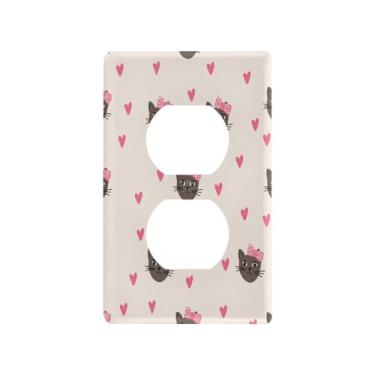 Imagem de Wassud Placa de proteção para interruptor de luz de gato marrom escuro decorativa para tomadas elétricas duplex 12 x 7 cm