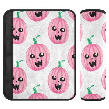 Imagem de Burbuja Capas para cinto de segurança de carro Pink Pumpkins protetor de cinto de segurança macio confortável para alça de ombro de assento, 1 par médio