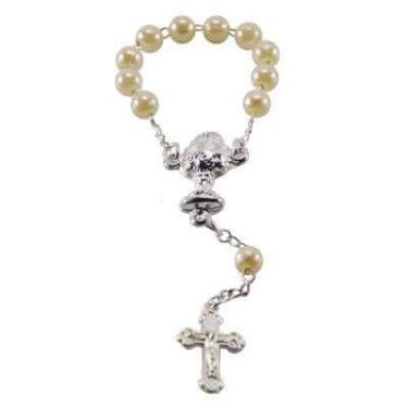 Imagem de 12 Mini Terços de Pérola com Cálice de Eucaristia - SJO, Creme