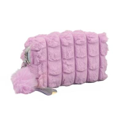 Imagem de Necessaire Feminina， Com Um Charmoso Design Com Pompons, Adequada Para Guardar CosméTicos, Produtos Para a Pele E Muito Mais.(roxo)