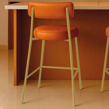 Imagem de Banqueta Cozinha Alta Com Encosto Industrial Dourado Londres Pu D03 - D`rossi Whisky