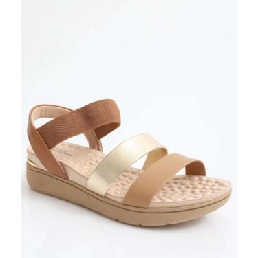 Imagem de Sandália Feminina Flatform Tiras Modare Marrom-18157, Marrom, Dourado,