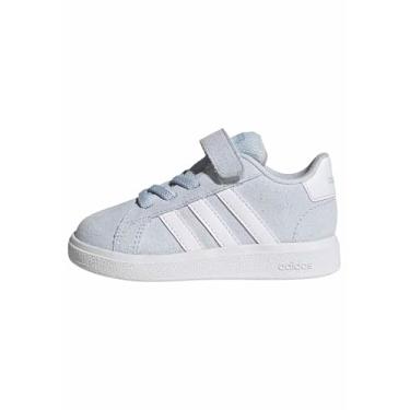 Imagem de adidas Tênis infantil masculino Grand Court 2.0 com cadarço elástico e alça, Céu de cristal/branco/céu de cristal, 8.5 Toddler