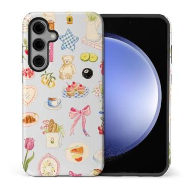 Imagem de MQJCYB Capa para Samsung Galaxy S25 FE, híbrida, resistente, 2 em 1, resistente, à prova de choque, proteção brilhante, capa para Samsung Galaxy S25 FE Retro Patchwork Flower Bow