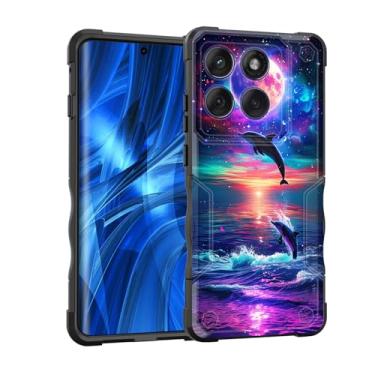 Imagem de EFGWSDER Capa para Moto Edge 2025, [camada dupla] [proteção contra quedas de grau militar de 3,5 m] Capa resistente à prova de choque para Motorola Moto Edge 2025 de 6,7 polegadas, Dolphin Dream Moon