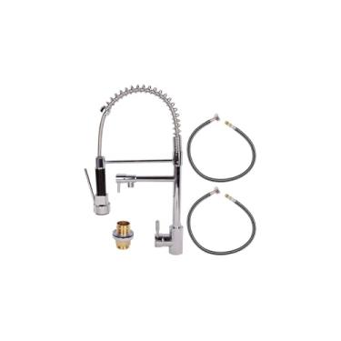 Imagem de Torneira de Mesa com Ducha Extensível para Cozinha, Aço Inox, Acabamento Cromado, Monocomando, Bica Giratória, 51,5cm