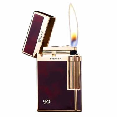 Imagem de KELEISI Isqueiro de butano clássico requintadamente esculpido vintage isqueiro deslizante lateral, recarregável para homens, pai, marido, colecionável exclusivo (combustível não incluído), vermelho a