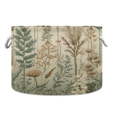 Imagem de JUZIHAI Cesta de armazenamento dobrável de flores vintage, cesto de roupa suja para bebê, cobertor com alças de corda de algodão, caixa de brinquedos dobrável, organizador de armário para quarto