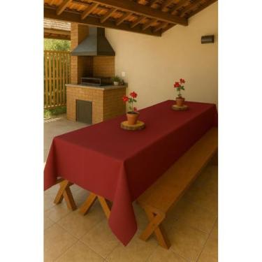 Imagem de Toalha de Mesa Grande Oxford Lisa ou Estampada para 10 ou 12 Lugares – Perfeita para Mesa Rústica (vinho)