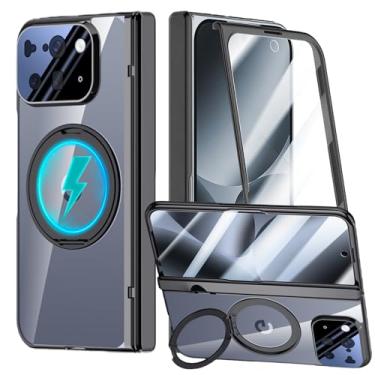 Imagem de YQODSZ Capa magnética dobrável para Google Pixel 10 Pro com suporte de anel giratório de 360°, compatível com protetor de tela frontal Magsafe, capa de cobertura total para Google Pixel 10 Pro Fold