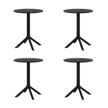 Imagem de Kit 4 Mesas De Jantar Redonda área Externa Taormina Drops Fratini 60 Cm (larg) Polipropileno Preto