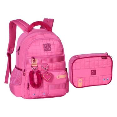 Imagem de Kit Mochila Estojo Original em Matelassê Rebecca Bonbon, Rosa