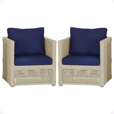 Imagem de 2 Poltronas Madri Alumínio Corda Náutica Estofado 10 Trama Rami