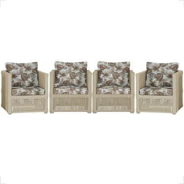 Imagem de 4 Poltronas Madri Alumínio Corda Náutica Estofado 6 Trama Rami