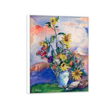 Imagem de David Burliuk Famosas impressões em tela de arte de parede prontas para pendurar. Natureza morta. Pintura com moldura branca para decoração de sala de estar 50 x 65 cm 20 x 26 polegadas