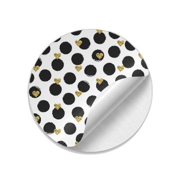 Imagem de Ladrilho Decorativo de Cerâmica Bolinhas de Tinta com Coração de Ouro