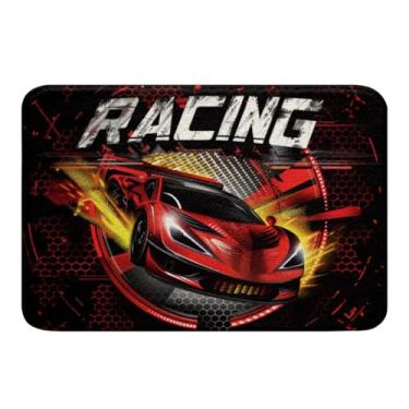 Imagem de Feelyou Tapetes de banheiro de carro de corrida 40,6 x 61 cm, tapetes de banho para banheiro, ultramacios, esportes radicais, tapetes de banho para chuveiro, banheira, crianças, meninos, meninas,