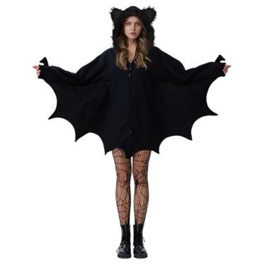 Imagem de Bat Costume Adult Women Halloween Costumes Onesie Animal Plus Size Cozy Black Dress Outfit for Vampire Girl Cosplay Party