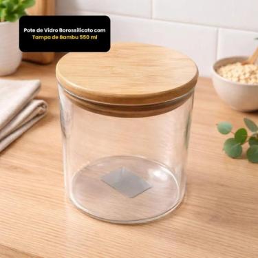 Imagem de Pote de Borossilicato com Tampa de Bambu 550 ml THIKA Transparente com