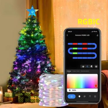 Imagem de Luzes De Natal LED RGBIC WIFI TUYA USB WS2812B, Fitas De Luzes De Fada