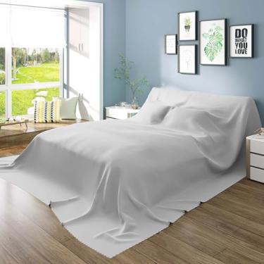 Imagem de Capa antipoeira para móveis, adequada para mesa de cabeceira, armário de TV, mesa, cama, sofá, mesa de jantar, piano, etc. Cinza claro - 122 x 203 cm