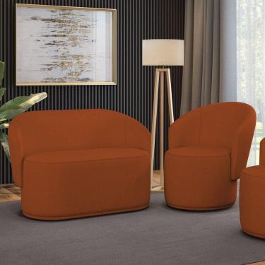 Imagem de Sofá Namoradeira E Poltrona Orgânica Para Sala Malu Bouclê Terra M11 - D`rossi