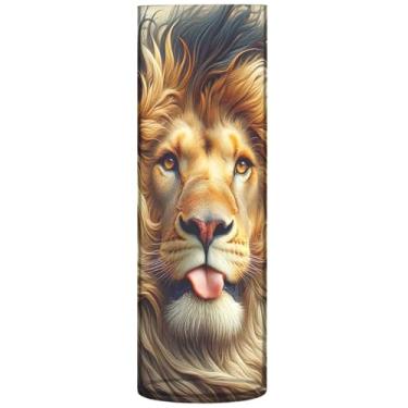 Imagem de Vaso cilíndrico para flores decorativo leão fofo animal engraçado grande vaso de plástico bonito impressão personalizada quarto decoração de casa, 30 cm x 9,9 cm