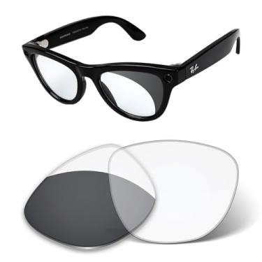 Imagem de Lentes de substituição de 1,6 mm compatíveis com óculos inteligentes RayBan Meta Skyler (Gen 2) RW4014 52 mm, antiarranhões e fácil ajuste (cinza fotocromático)
