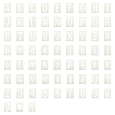 Imagem de PATIKIL Estêncil de número de letra de 2,5 cm, 66 peças de modelos de estêncil de letras e números reutilizáveis de interloque quadrado para pintura na parede, sinalização de tecido de madeira