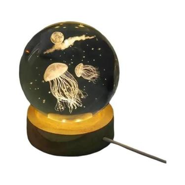 Imagem de Bola De Cristal 3D 6cm Com Sistema Solar Gravado a Laser, Luz Noturna,