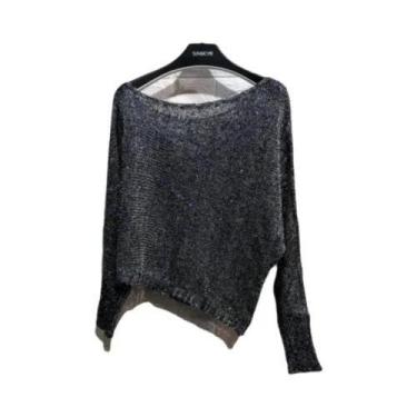 Imagem de Casaco De Tricô Sexy Com Lantejoulas Para Mulheres, Suéter Estético Co